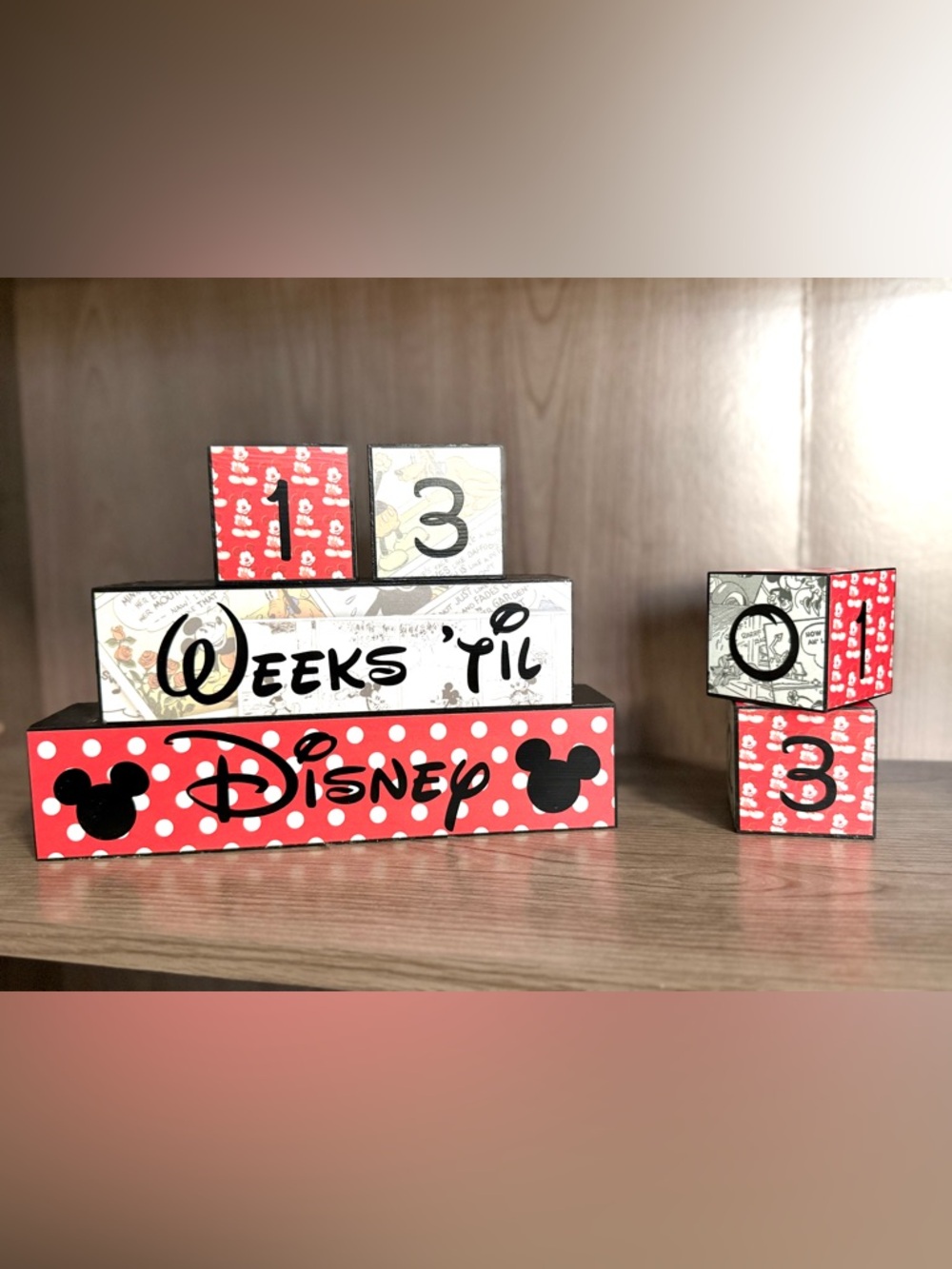 Disney Polka Dot Countdown Blocks - Red, Black, White